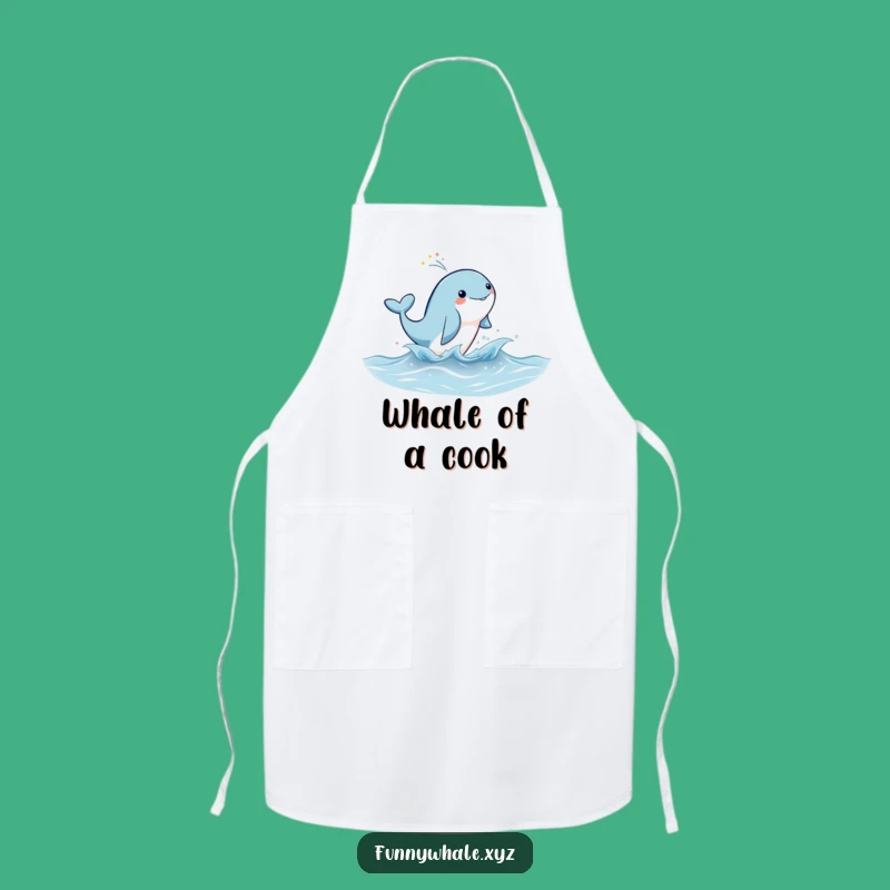 Funny Rainbow Whale Leap Chef Apron: Cook with Magical Flair!