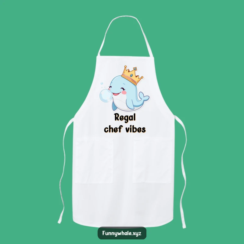 Funny Royal Whale Chef Apron: Cook with Regal Bubbles!