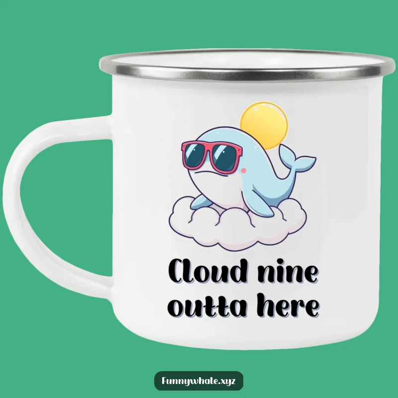 Funny Whale Sunglasses Cloud Camping Mug: Adventure Fuel with Sunny Style