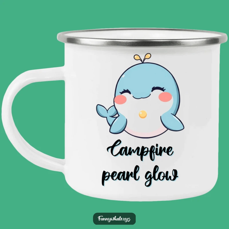 Funny Winking Whale Pearl Camping Mug: Warmth & Treasure on the Go
