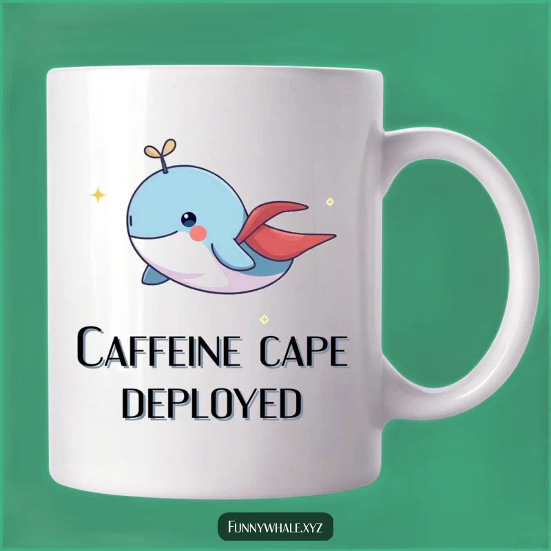 Funny Flying Whale Cape Mug: Superhero Gift for Magical Mornings