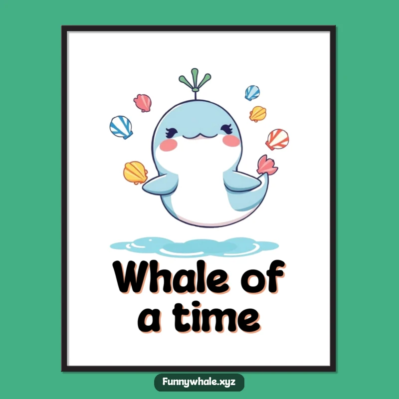 Funny Whale Juggling Digital Art: Instant Ocean Decor and Humorous Gift