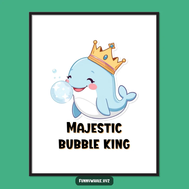 Funny Royal Whale Bubble Digital Art: Instant Regal Decor!