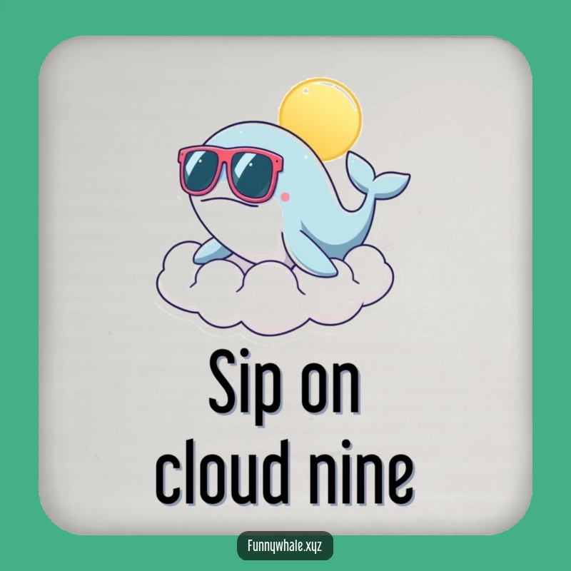 Funny Whale Sunglasses Cloud Drink Coaster: Protect Surfaces with Sunny Humor