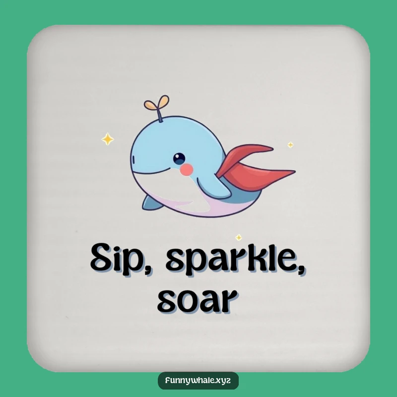 Funny Flying Whale Cape Drink Coaster: Protect Surfaces with Heroic Charm