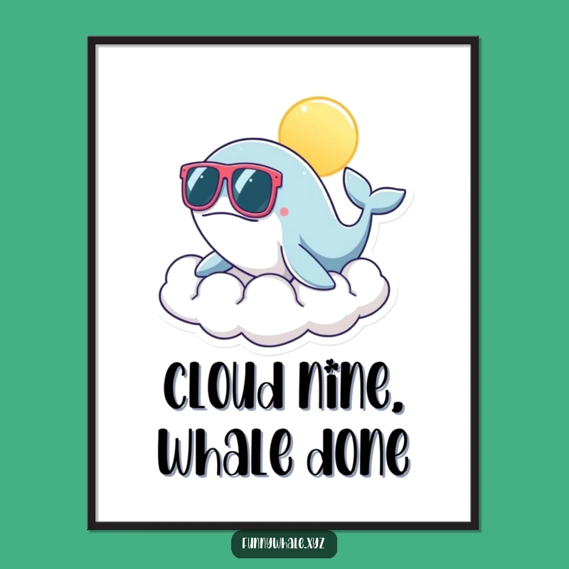 Free Printable Wall Art: Funny Whale Sunglasses Cloud - Humorous Downloadable Decor