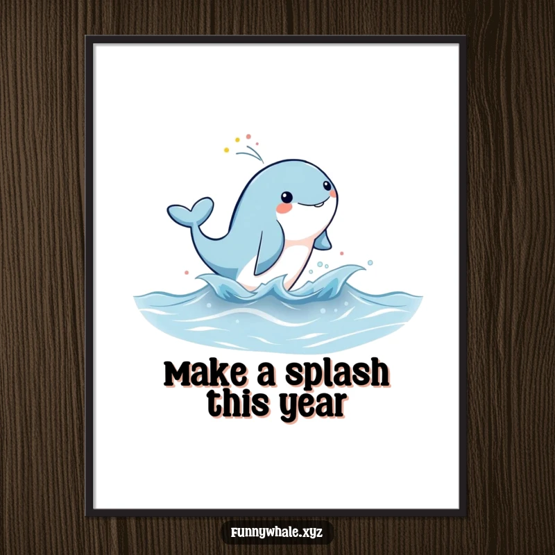 Funny Free Printable Wall Art: A cute whale joyfully leaping from the water, spraying a vibrant rainbow mist.