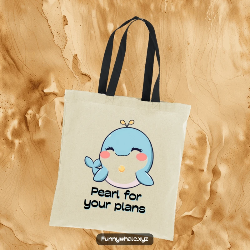 Funny whale winking and offering a luminous pearl, a charming and practical tote bag for carrying essentials and good vibes.